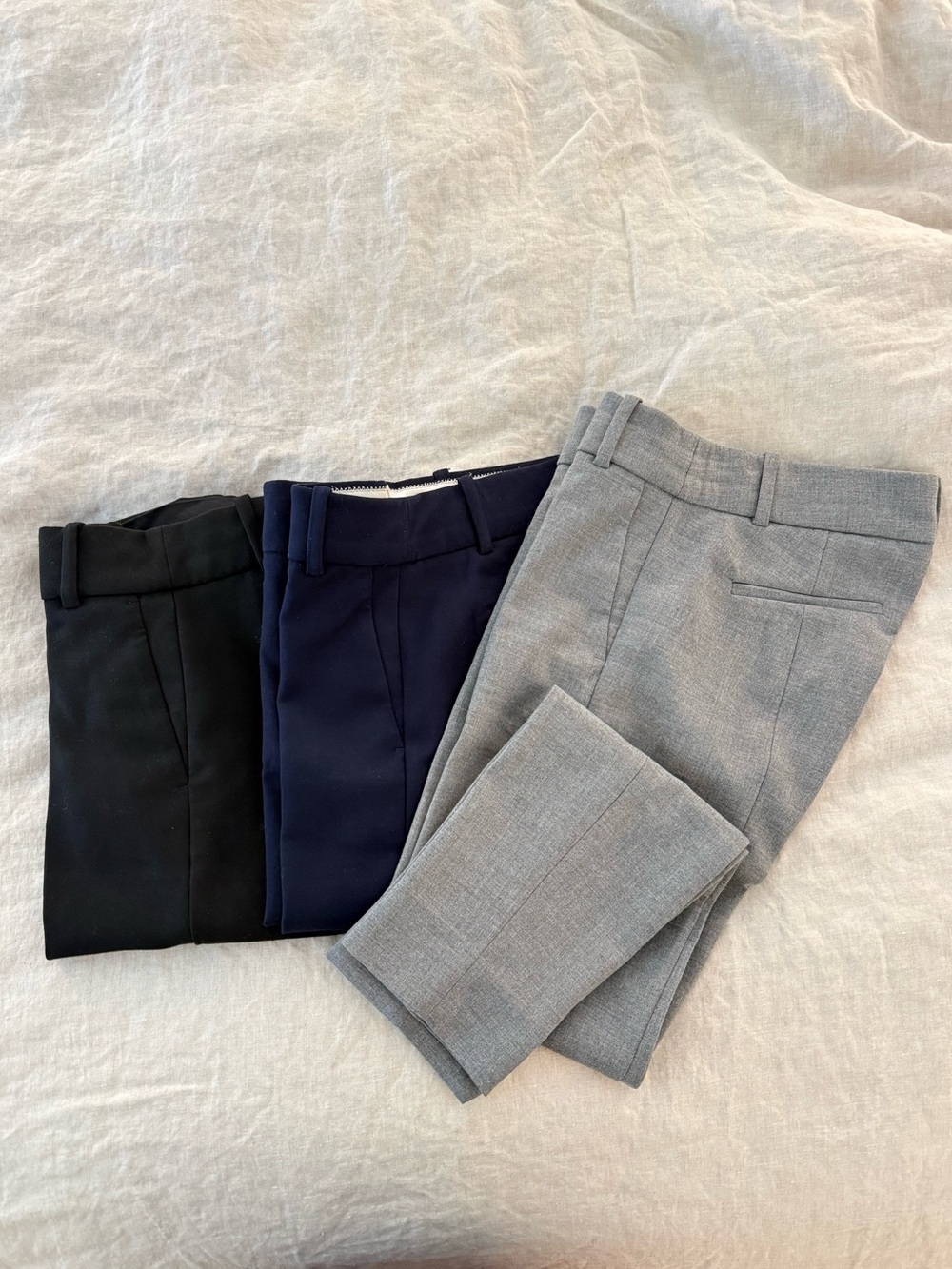 Lot of 3 J. Crew Cameron Slim Ankle Pants Black, Navy, Heather Gray 00